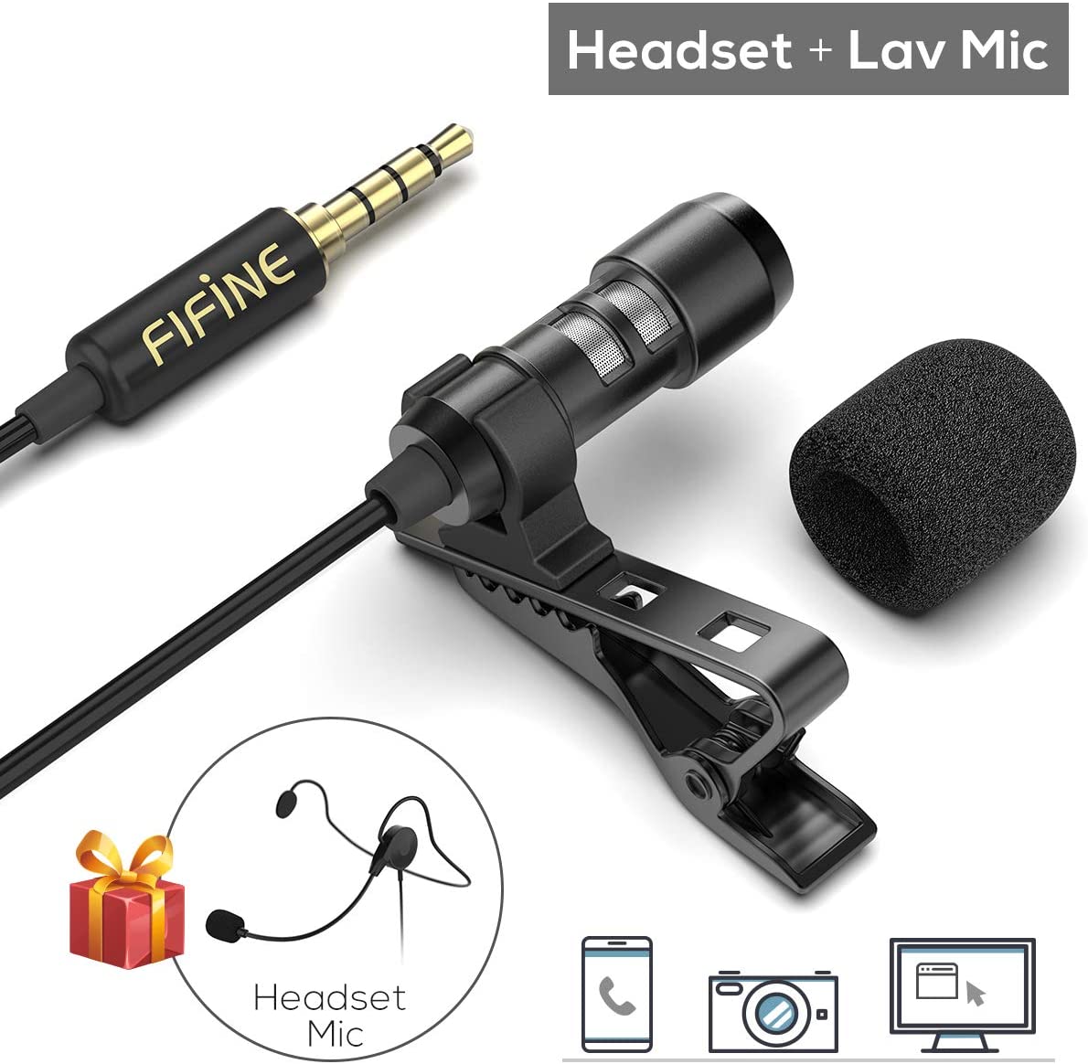 Podcast Android-Omnidirectional Mic Perfect for YouTube Lavalier Lapel Microphone Set with Shock Mount Universal Video Microphone for iPhone Interview iPad iPod Touch 